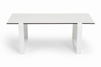 "Варадеро" журнальный стол из HPL 110х60 H43, каркас алюминий белый муар, цвет столешницы "молочный"