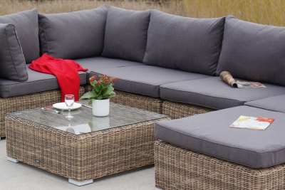 "Лунго" трансформирующаяся лаунж-зона из искусственного ротанга, цвет соломенный