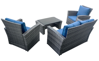 "Портленд" лаунж-зона из искусственного ротанга на 4 персоны, цвет серый (К)