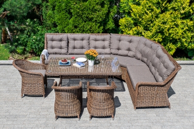 "Базелла" обеденная группа из искусственного ротанга, цвет коричневый "Базелла" обеденная группа из искусственного ротанга, цвет коричневый