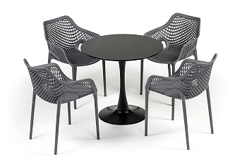 "Беллини" обеденная группа на 4 персоны, цвет темно-серый "Беллини" обеденная группа на 4 персоны, цвет темно-серый