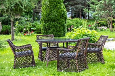 "Доппио" обеденная группа плетеная, цвет коричневый