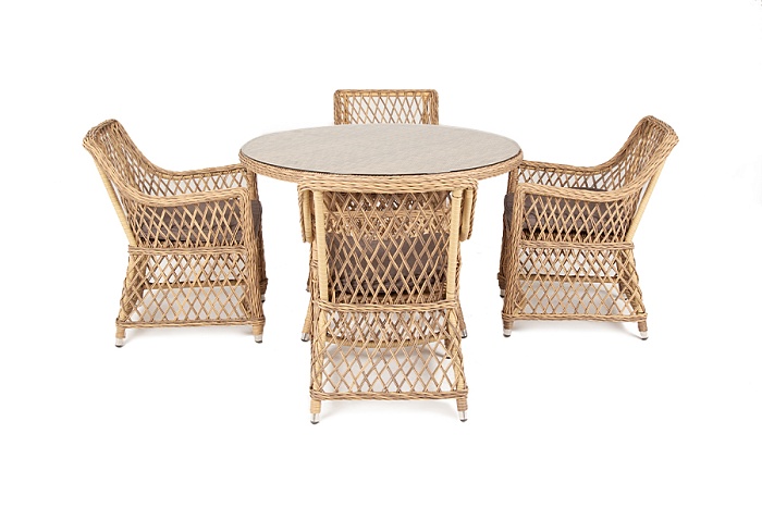 Доппио обеденная группа плетеная, цвет соломенный - фото 6