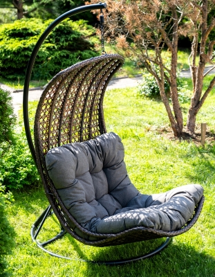"Виши" подвесное кресло-кокон из искусственного ротанга, цвет коричневый с серо-коричневой подушкой "Виши" подвесное кресло-кокон из искусственного ротанга, цвет коричневый с серо-коричневой подушкой