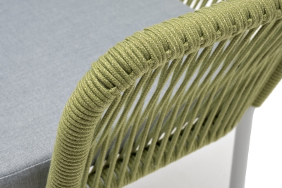 "Лион" стул плетеный из роупа, каркас из стали светло-серый (RAL7035) муар, роуп салатовый меланж круглый, ткань светло-серая "Лион" стул плетеный из роупа, каркас из стали светло-серый (RAL7035) муар, роуп салатовый меланж круглый, ткань светло-серая