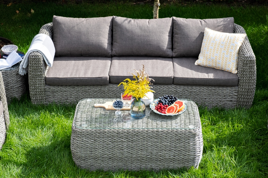 Кальяри журнальный столик из искусственного ротанга (гиацинт), цвет серый - фото 6