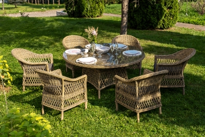 "Эспрессо–150 S" обеденная группа плетеная, цвет соломенный "Эспрессо–150 S" обеденная группа плетеная, цвет соломенный