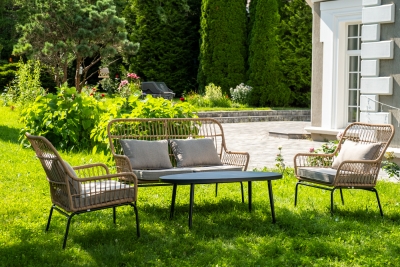 "Версаль" лаунж-зона из искусственного ротанга на 4 персоны, цвет соломенный (К)