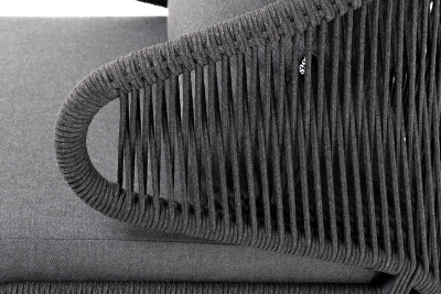 "Милан" лаунж-зона 5-местная плетеная из роупа (веревки), каркас алюминиевый серый, роуп темно-серый