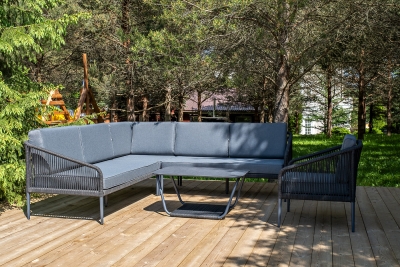 "Канны" модульная угловая лаунж-зона из роупа (веревки), цвет темно-серый "Канны" модульная угловая лаунж-зона из роупа (веревки), цвет темно-серый