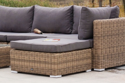 "Лунго" плетеная оттоманка с подушкой, цвет соломенный