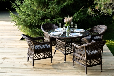 "Дольче" обеденная группа из искусственного ротанга, цвет коричневый