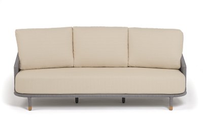 "Верона" диван 3-местный плетеный из роупа, каркас алюминий светло-серый (RAL7035) муар, роуп светло-серый круглый, ткань Mossle светло-бежевая