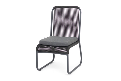 "Ането" стул плетеный из роупа, каркас алюминий темно-серый (RAL7024) муар, роуп темно-серый круглый, ткань темно-серая 027 "Ането" стул плетеный из роупа, каркас алюминий темно-серый (RAL7024) муар, роуп темно-серый круглый, ткань темно-серая 027