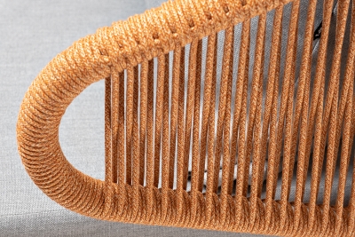 "Милан" кресло плетеное из роупа, каркас алюминий светло-серый (RAL7035) муар, роуп оранжевый меланж круглый, ткань светло-серая "Милан" кресло плетеное из роупа, каркас алюминий светло-серый (RAL7035) муар, роуп оранжевый меланж круглый, ткань светло-серая