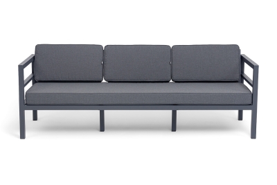 "Эстелья" диван 3-местный, каркас алюминий темно-серый (RAL7024) муар, ткань темно-серая 027