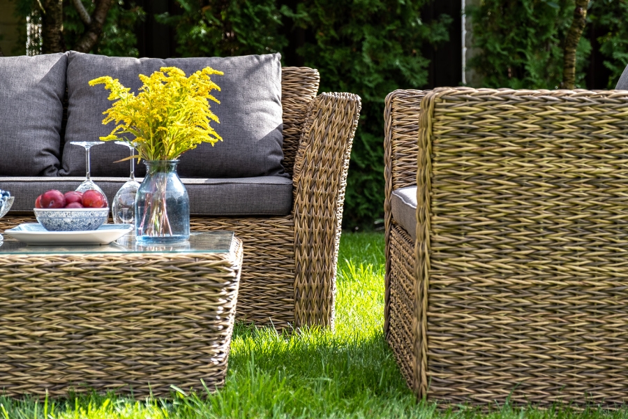 Капучино Сингл лаунж-зона из искусственного ротанга (гиацинт), цвет соломенный - фото 5