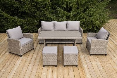 "Мэдисон" обеденная группа из искусственного ротанга, цвет соломенный (К)