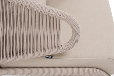 "Милан" лаунж-зона 5-местная плетеная из роупа (веревки), каркас алюминиевый белый, роуп бежевый