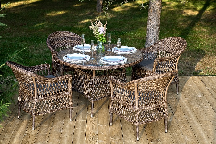 Дольче обеденная группа из искусственного ротанга, цвет коричневый - фото 1