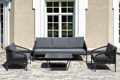 "Канны" лаунж-зона 5-местная плетеная из роупа (веревки), цвет темно-серый "Канны" лаунж-зона 5-местная плетеная из роупа (веревки), цвет темно-серый