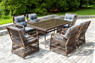 "Цесена" обеденная группа плетеная из искусственного ротанга, цвет коричневый