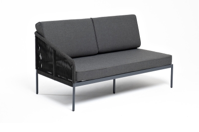 "Канны" правый модуль плетеный из роупа, каркас алюминий темно-серый (RAL7024) муар, роуп темно-серый круглый, ткань темно-серая 027 "Канны" правый модуль плетеный из роупа, каркас алюминий темно-серый (RAL7024) муар, роуп темно-серый круглый, ткань темно-серая 027