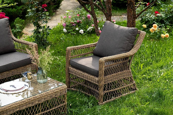 Гранд Латте лаунж-зона из искусственного ротанга, цвет соломенный - фото 14