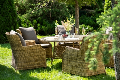 "Эспрессо–150 N" обеденная группа плетеная, цвет соломенный "Эспрессо–150 N" обеденная группа плетеная, цвет соломенный