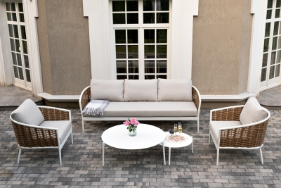 "Тоскана" лаунж-зона из искусственного ротанга, цвет соломенный (К)