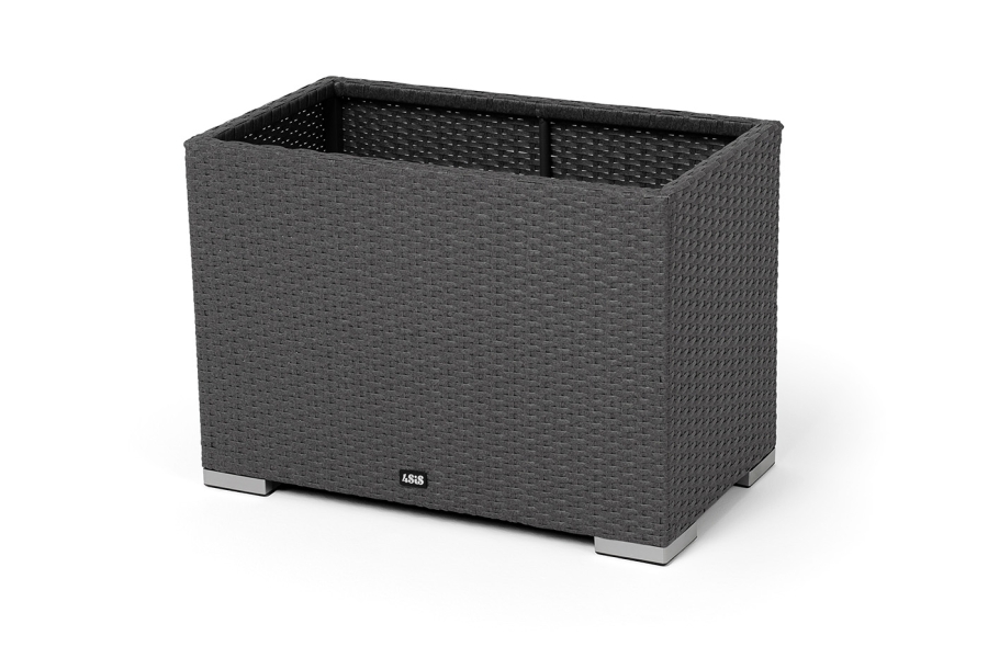 Лунго кашпо для цветов большое плетеное из искусственного ротанга, цвет графит - фото 1