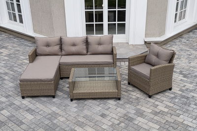 "Атланта" лаунж-зона из искусственного ротанга, цвет соломенный (К)