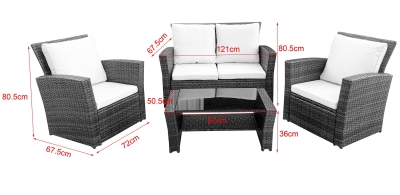 "Портленд" лаунж-зона из искусственного ротанга на 4 персоны, цвет серый