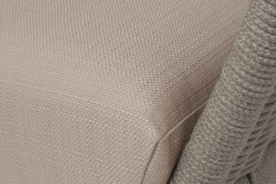 "Фиджи" диван 3-местный плетеный из роупа, каркас алюминий светло-серый (RAL7035) муар, роуп серый меланж круглый, ткань Mossle бежевая