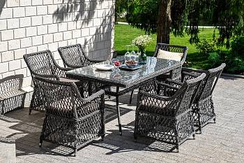 "Латте" обеденная группа плетеная, цвет графит "Латте" обеденная группа плетеная, цвет графит