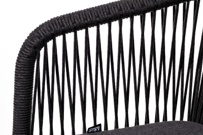 "Марсель" стул плетеный из роупа, каркас алюминий темно-серый (RAL7024) муар, роуп темно-серый круглый, ткань темно-серая 027 "Марсель" стул плетеный из роупа, каркас алюминий темно-серый (RAL7024) муар, роуп темно-серый круглый, ткань темно-серая 027