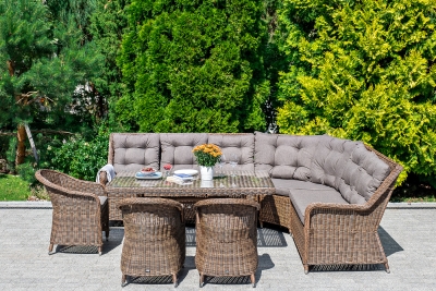 "Базелла" обеденная группа из искусственного ротанга, цвет коричневый