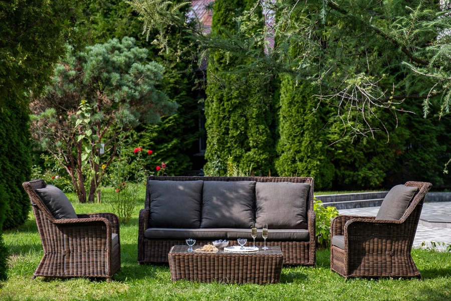 Гляссе лаунж-зона из искусственного ротанга, цвет коричневый - фото 4