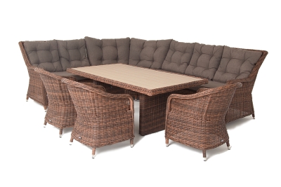 "Бергамо" обеденная группа угловая из искусственного ротанга, цвет коричневый "Бергамо" обеденная группа угловая из искусственного ротанга, цвет коричневый