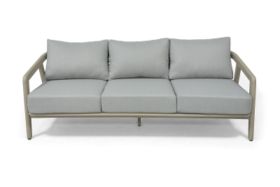 "Брюссель" диван трехместный из искусственного ротанга, цвет серый, каркас под дерево (холодно-бежевый)