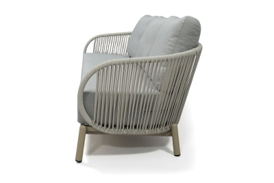 "Прато" диван трехместный из искусственного ротанга, цвет светло-серый, каркас под дерево (холодно-бежевый)
