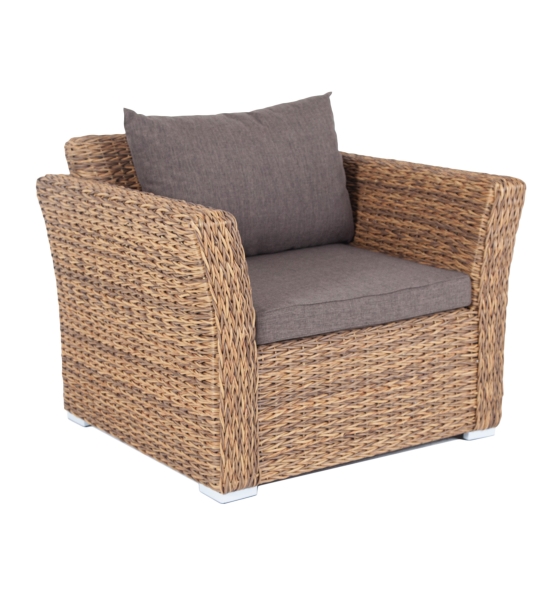 Капучино кресло из искусственного ротанга (гиацинт), цвет соломенный - фото 3