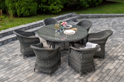 "Эспрессо–150 R" обеденная группа плетеная, цвет графит "Эспрессо–150 R" обеденная группа плетеная, цвет графит