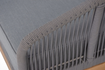 "Канны" кресло плетеное из роупа, основание бук, роуп светло-серый круглый, ткань светло-серая