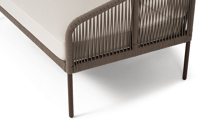 "Канны" диван модульный плетеный из роупа, каркас алюминий коричневый (RAL8016) муар, роуп коричневый круглый, ткань бежевая 035 Канны диван модульный плетеный из роупа, каркас алюминий коричневый (RAL8016) муар, роуп коричневый круглый, ткань бежевая 035 - фото 4