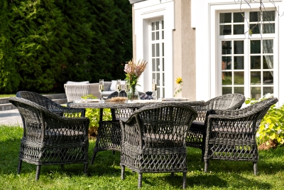 "Эспрессо–150 S" обеденная группа плетеная, цвет графит "Эспрессо–150 S" обеденная группа плетеная, цвет графит