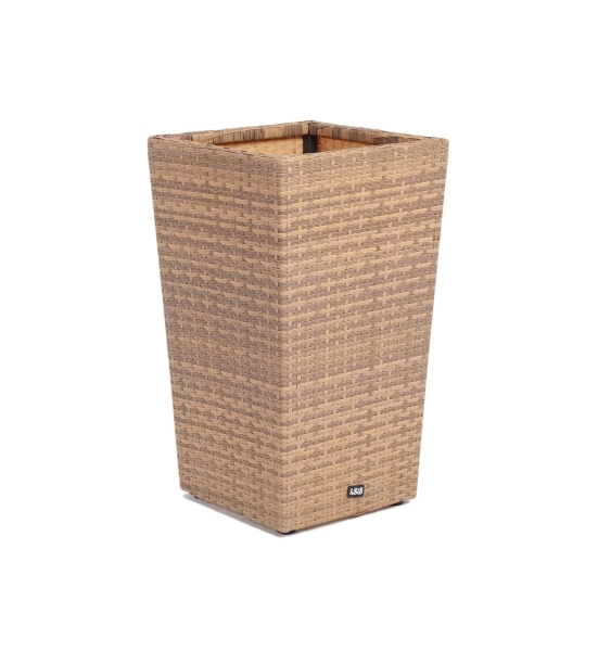 Капучино кашпо для цветов плетеное из искусственного ротанга, цвет соломенный - фото 1