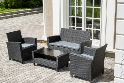 "Вашингтон" лаунж-зона из искусственного ротанга на 4 персоны, цвет черный