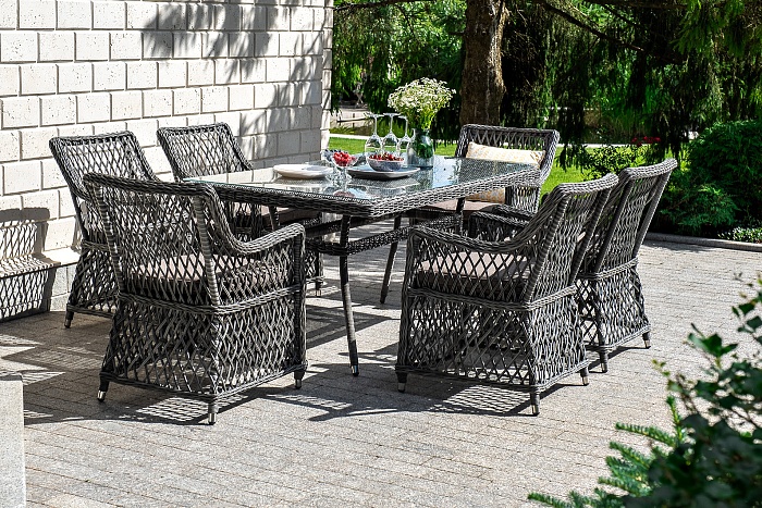 Латте обеденная группа плетеная, цвет графит - фото 5
