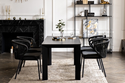 "Венето" обеденная группа на 4 персоны со стульями "Милан", каркас темно-серый, роуп темно-серый